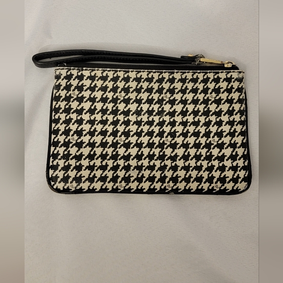 Lauren Ralph Lauren Black & White Houndstooth Wristlet